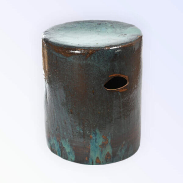 Footstool Round Pottery Turquoise Glazed