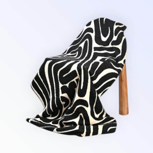 Throw 100% Cotton Black and Natural Squiggle